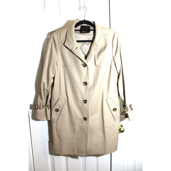 Carlisle Women's Tan Cotton & Wool Blend Trench Coat sz 10 - Picture 1 of 3